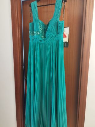 Vestido largo fiesta - verde esmeralda