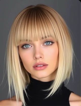 Preciosa Peluca Bob con raiz y flequillo