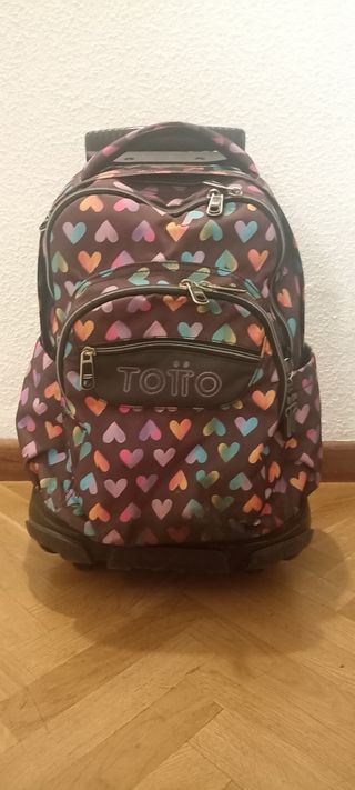 Mochila Totto con ruedas multicolor corazones.
