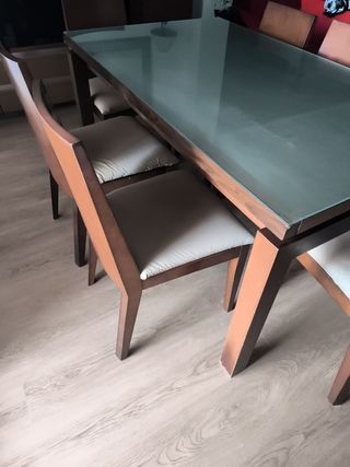 Mesa comedor 6 sillas - Tabaco