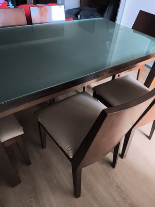 Mesa comedor 6 sillas - Tabaco