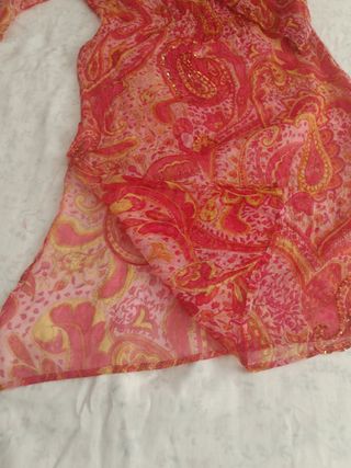 Caftán seda estampado rojo anaranjado