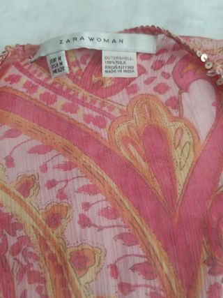 Caftán seda estampado rojo anaranjado