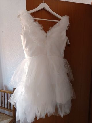 Vestido blanco tul fiesta MISSAC