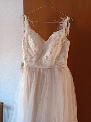 Vestido beige Missac fiesta