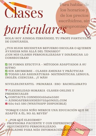 CLASES PARTICULARES DE TODAS LAS ASIGNATURAS.