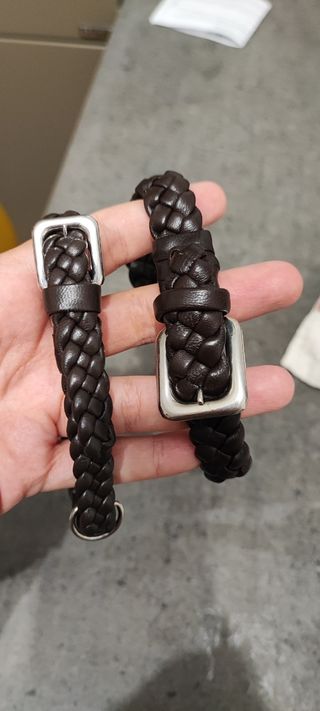 2 Collari Pelle Intrecciata Marrone
