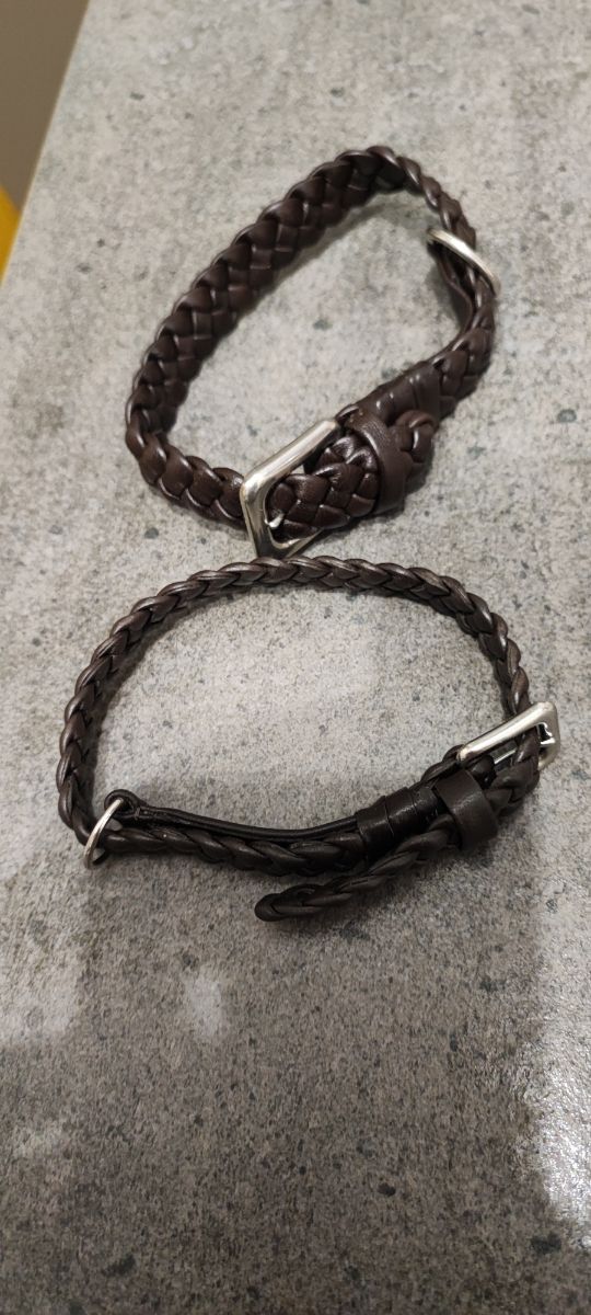 2 Collari Pelle Intrecciata Marrone