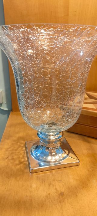 Vaso vetro craquelato argento