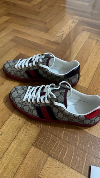 Zapatillas Gucci Ace rojas y beige