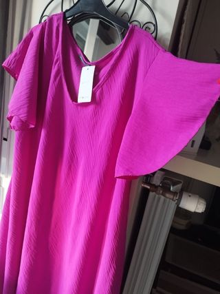 Vestido fucsia fluido talla L