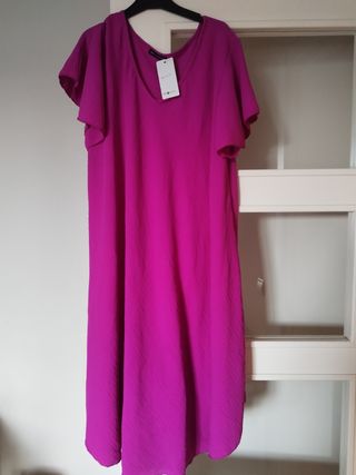 Vestido fucsia fluido talla L