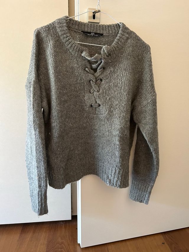 Maglione grigio con lacci - tg M
