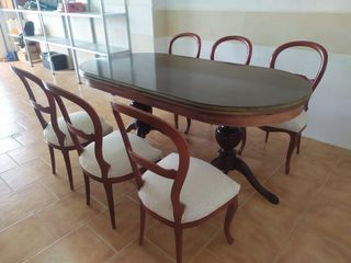 Mesa comedor + 6 sillas madera