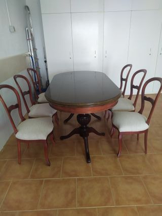 Mesa comedor + 6 sillas madera