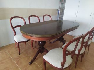 Mesa comedor + 6 sillas madera