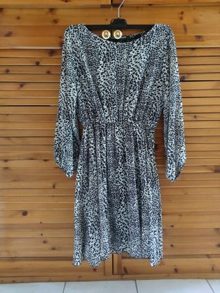 Vestito leopardato beige e nero