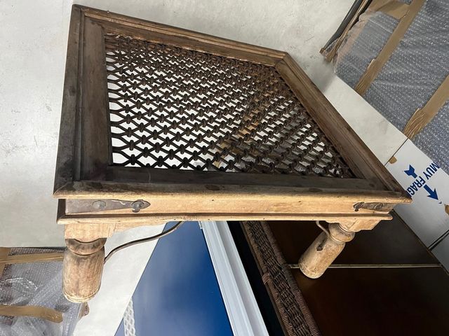 Mesa centro madera-hierro vintage