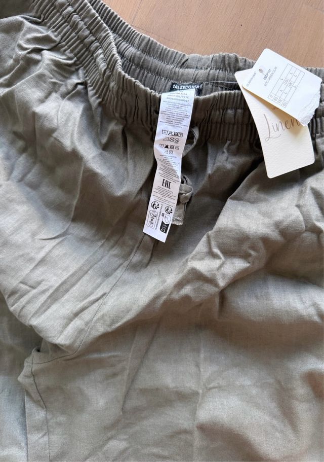 Pantalones lino Calzedonia verde oliva
