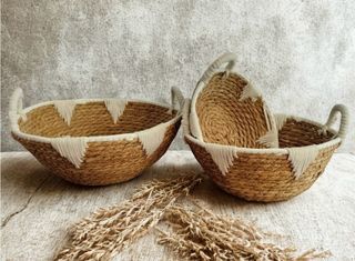 Lote Conjunto Cestas Fibras Naturales
