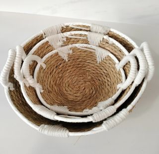 Lote Conjunto Cestas Fibras Naturales