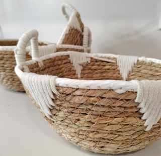 Lote Conjunto Cestas Fibras Naturales