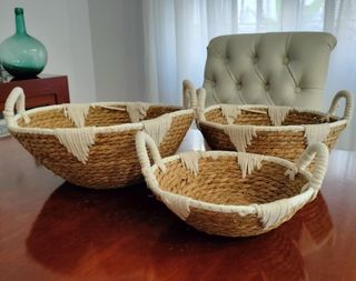 Lote Conjunto Cestas Fibras Naturales