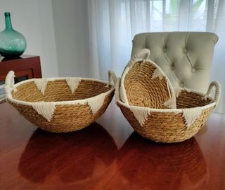 Lote Conjunto Cestas Fibras Naturales