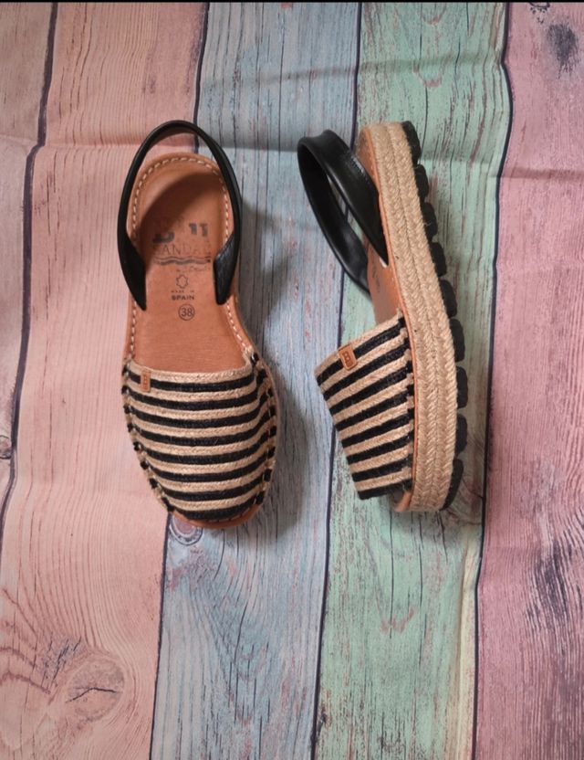 Sandalias Blu Sandal rayas beige-negro nº38