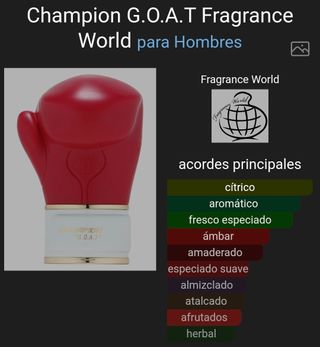  Perfume Guante Campeón "G.O.A.T." Champion