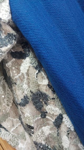 Chaqueta azul y gris mujer