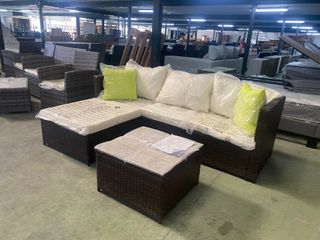 Conjunto terraza ratán marrón