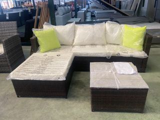 Conjunto terraza ratán marrón