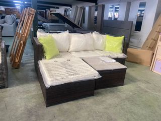 Conjunto terraza ratán marrón