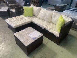Conjunto terraza ratán marrón