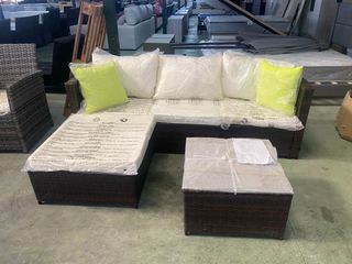 Conjunto terraza ratán marrón