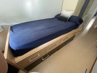 Cama juvenil con cajones - marrón beige