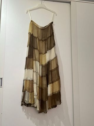 Falda larga beige y marrón
