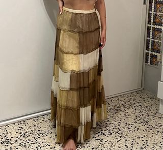 Falda larga beige y marrón
