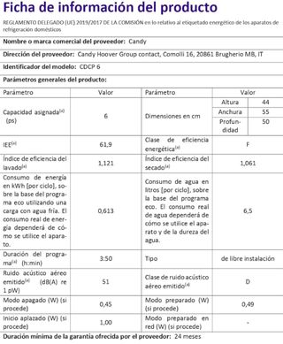 Lavavajillas Candy CDCP 6S - Compacto