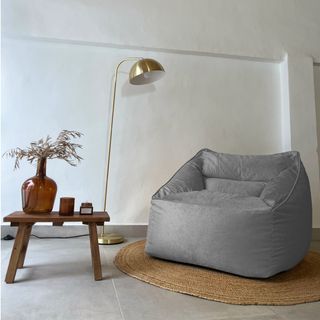 Puff Gris XXL de Terciopelo