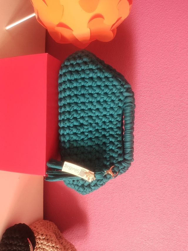 Bolso tejido a mano - Verde azulado
