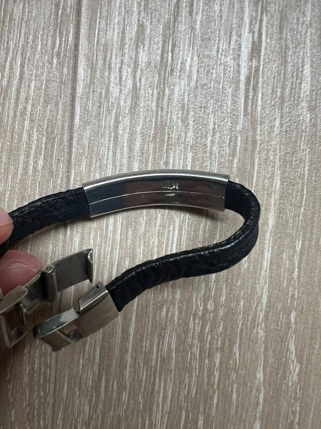 Pulsera cuero y acero hombre