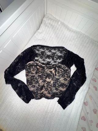 Top negro encaje - Talla única