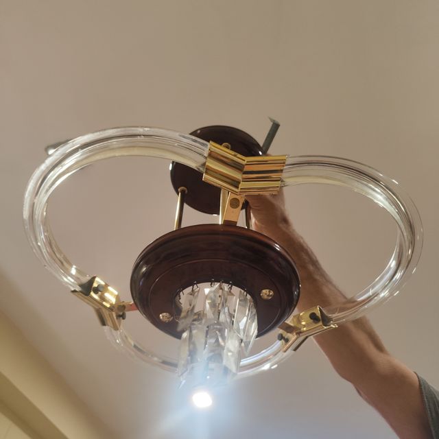 Lamparas dormitorio - Cristal, madera, dorado