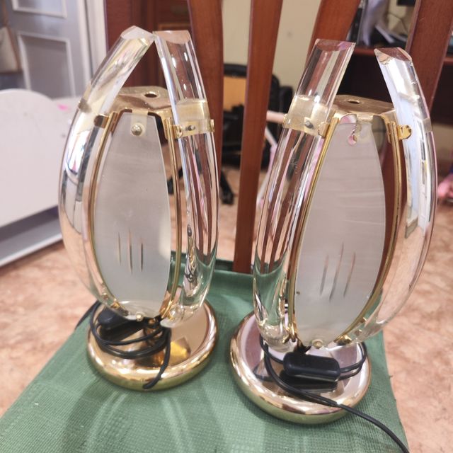 Lamparas dormitorio - Cristal, madera, dorado