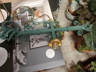 Lampadario artigianale metallo verde