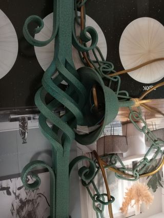 Lampadario artigianale metallo verde