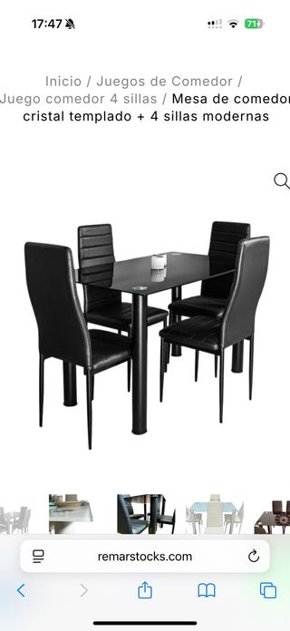 Juego Comedor 4 sillas - Mesa cristal