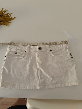 Minifalda vaquera blanca Y2K - Talla L
